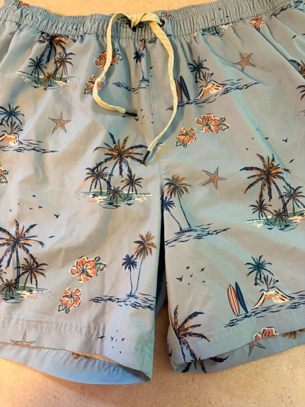 Sonoma Men's Beach Swim Shorts Blue Palm Tree Surf Board Size Large